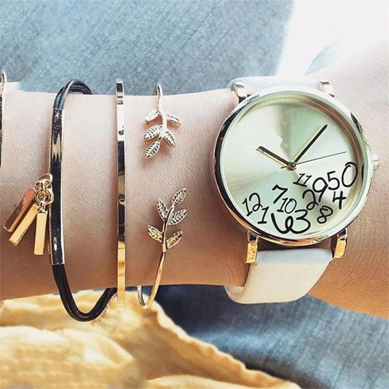 3 шт./компл. женские браслеты Изысканный Лист Кулон Прямоугольный кожаный