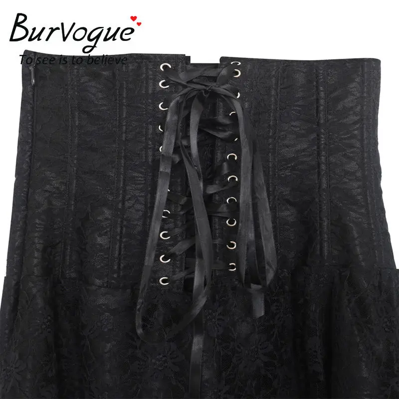 Burvogue стимпанк корсет платье Готический овербюст на шнуровке винтажное Бюстье Топ Корсеты и бюстье черный костюм на Хэллоуин