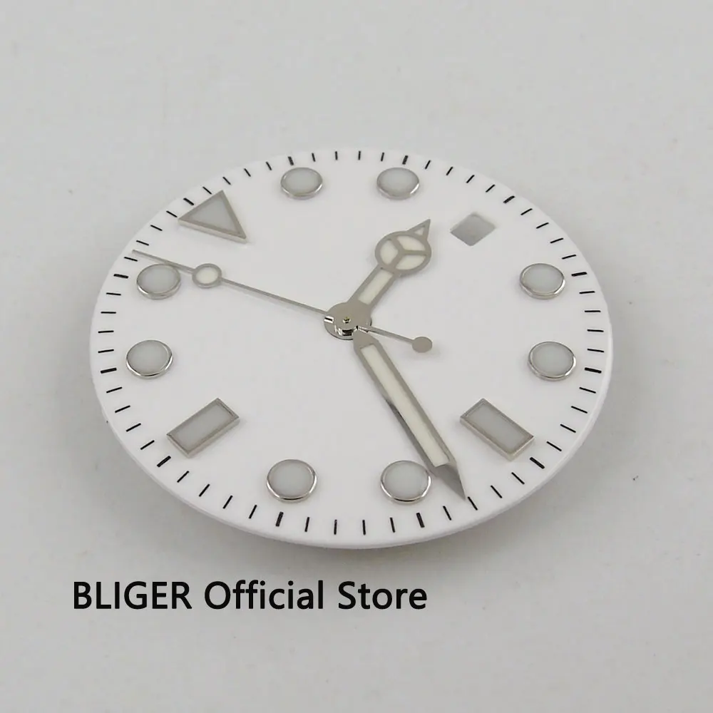 BLIGER 31 3 мм белый стерильный циферблат Светящиеся Часы Marks + светящиеся стрелки