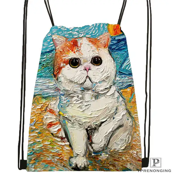 Drawstring Backpack На заказ Винсента Ван Гога Звездная ночь шнурок рюкзак сумка милый рюкзак дети ранец(черная спина) 31x40 см#180531-03-52 - Цвет: Drawstring Backpack