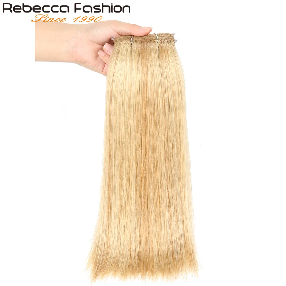 

Rebecca Pre-colored Brazilian Straight Human Hair Bundles Ombre Blonde Color Remy Hair Extensions 1Pc Only 27/30/ 6/8/ Red/ 99J