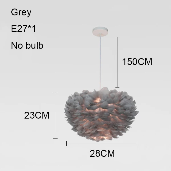 Grey 28cm no bulb Современные подвесные светильники, перьевая лампа, скандинавский подвесной светильник, гусиное перо, подвесной светильник для спальни, гостиной, прикроватный светильник, E27 - Цвет корпуса: Grey 28cm no bulb