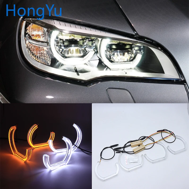 

Для BMW X6 E71 E72 X6M 2008-2014 ксеноновый налобный фонарь светодиодный ангельский глаз Комплект двойной белый янтарь переключатель задний указатель поворота