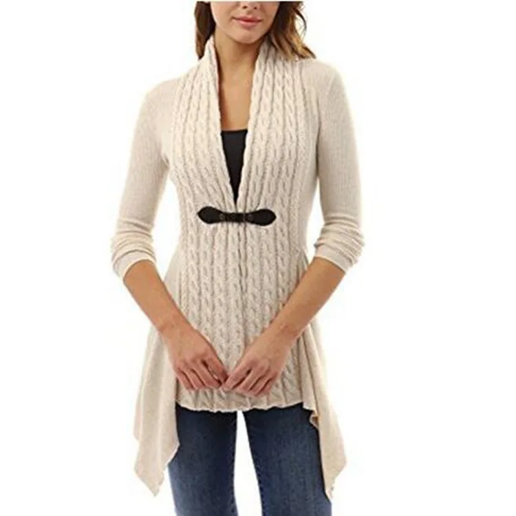 New Arrival Hemp Flower Pattern V Collar Pure Color Long Sleeve Colorful Woman Button Cross Knitwear | Женская одежда