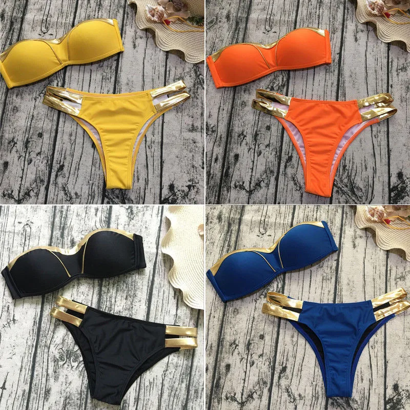 Лидер продаж 2018 бикини Женский лоскутный бюстгальтер пуш-ап комплект женская