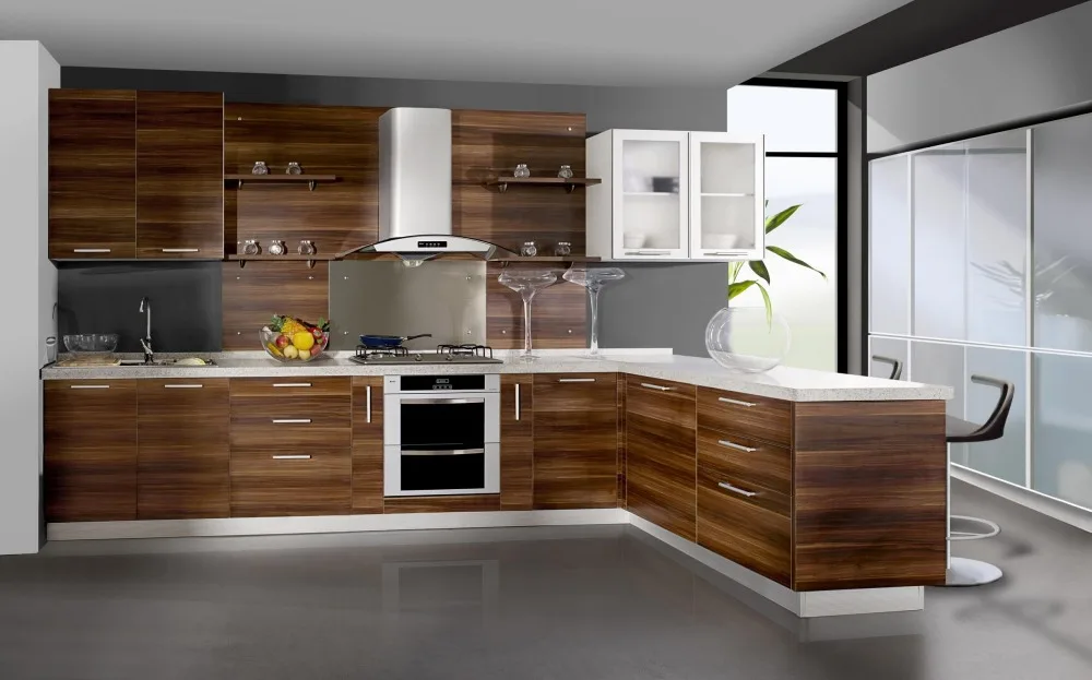 Деревянный veener композитный кухонный шкаф из твердой древесины K018|wood kitchen cabinets|solid