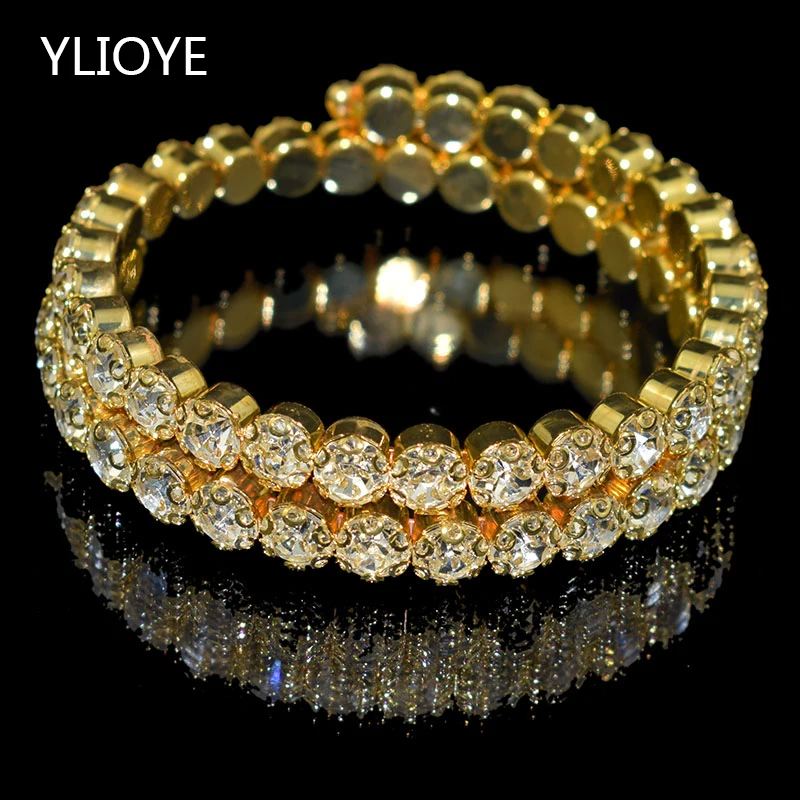 Новинка Модная обувь с украшением в виде кристаллов 2 ряда браслеты и для женщин