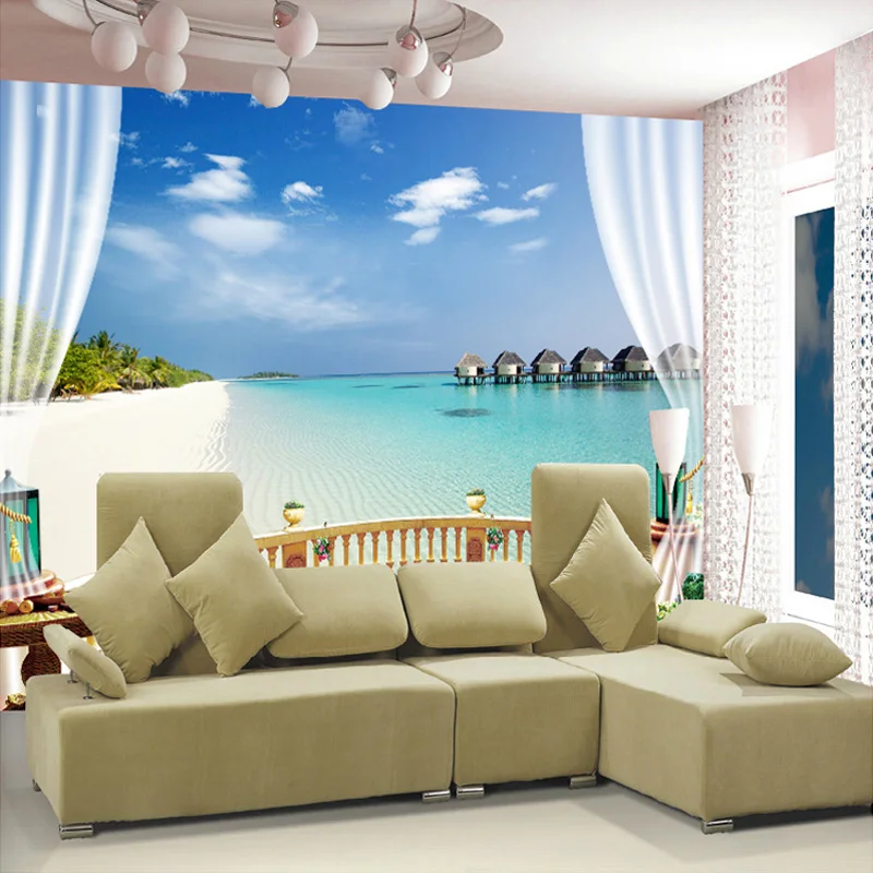 Пользовательские 3D фото обои пляж вид на море большая настенная живопись
