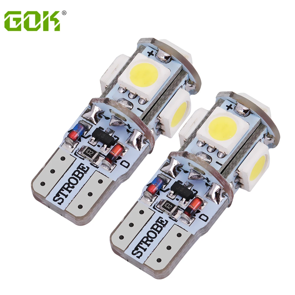 Новые продукты 50 шт./лот t10 светодиодная стробоскопическая вспышка w5w 5smd 5050 5led smd
