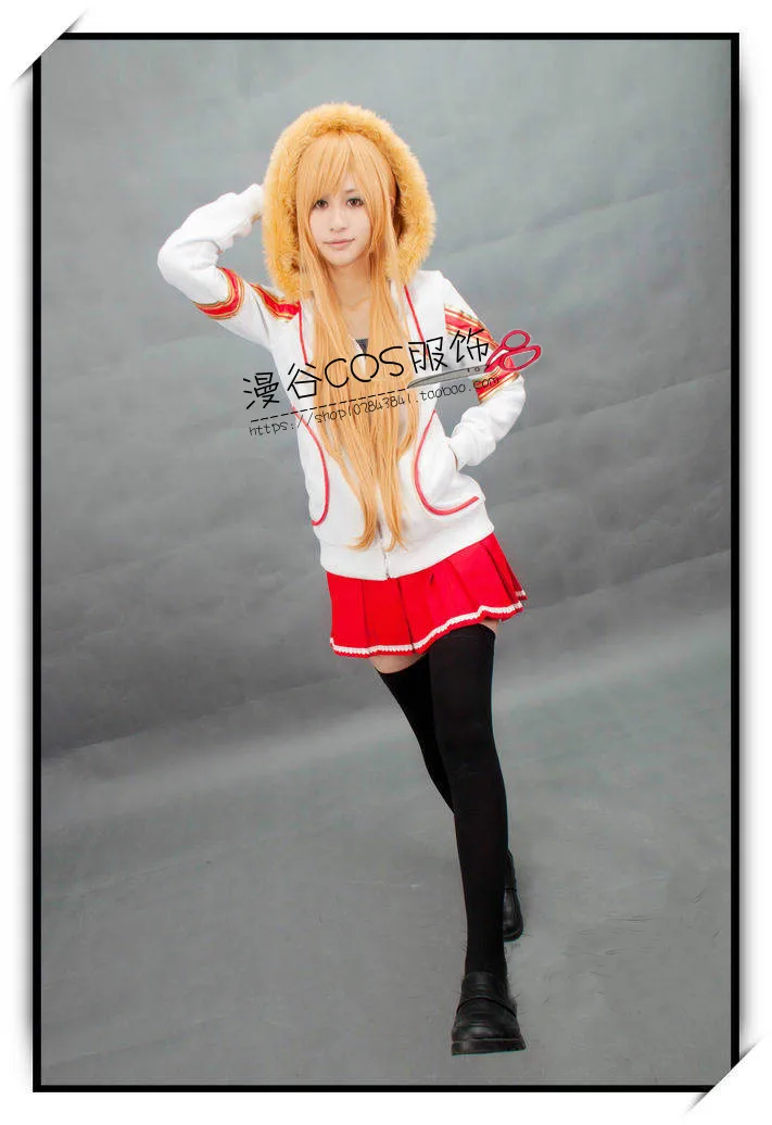 Толстовка с капюшоном для косплея Sword Art Online Asuna теплая куртка на зиму и весну|asuna