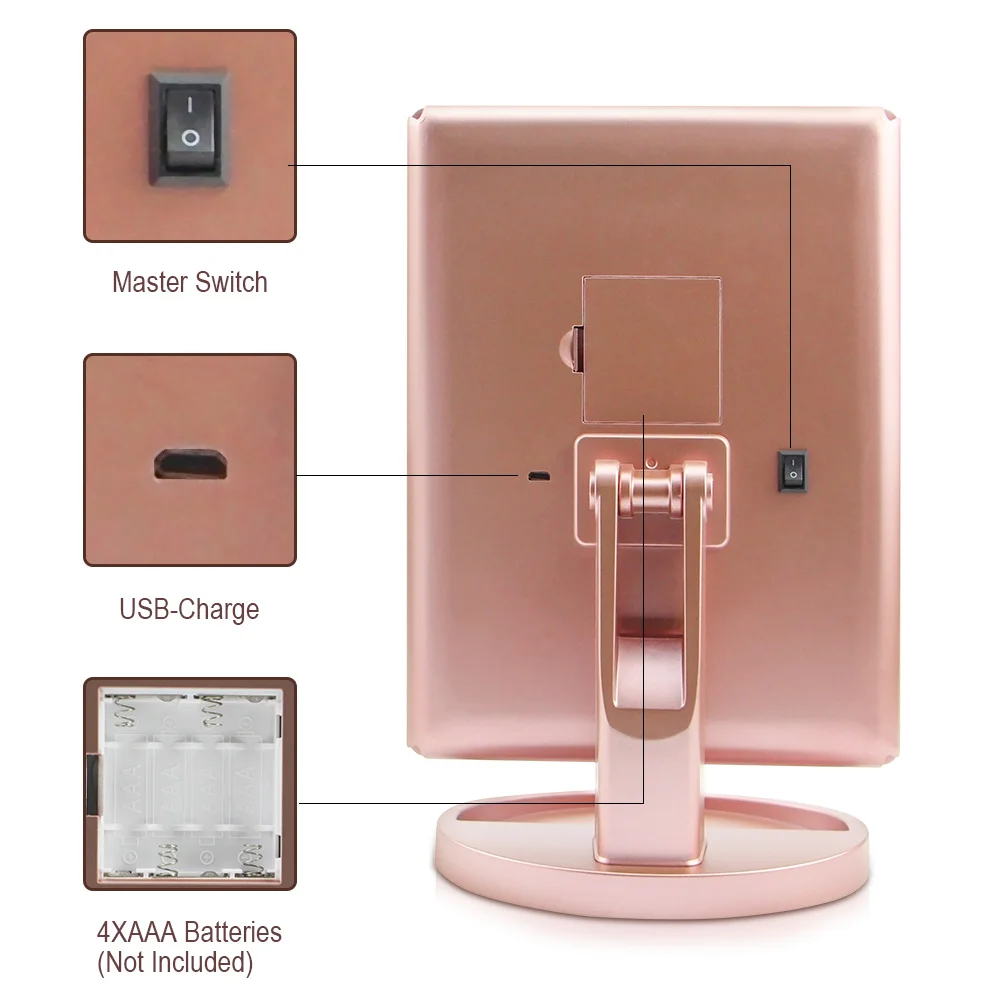 Портативный светодиодный макияж зеркало Сенсорное с подсветкой 1X/2X/3X/10X