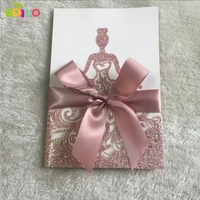 10pcs wedding invitation card with customize ribbonno insert no envelope
