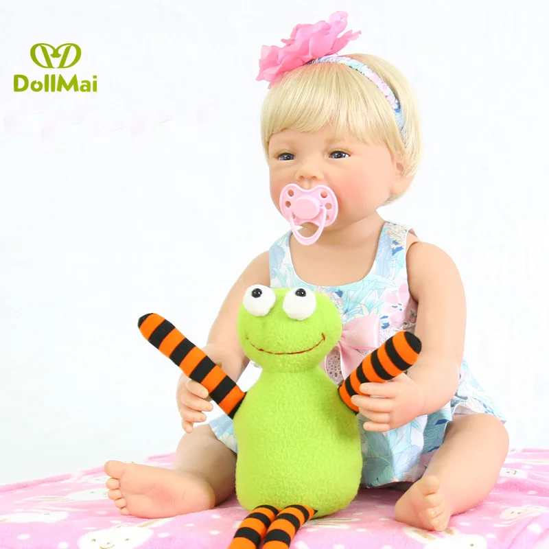

56CM bebe reborn toddler girl alive baby full body full vinyl silicone realistic baby dolls toys gift Bath toy waterproof