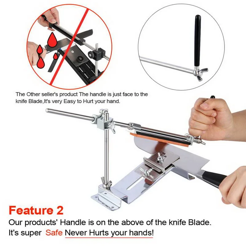 Professional Kitchen Knife Sharpener System Fix-angle With 4 Stones
