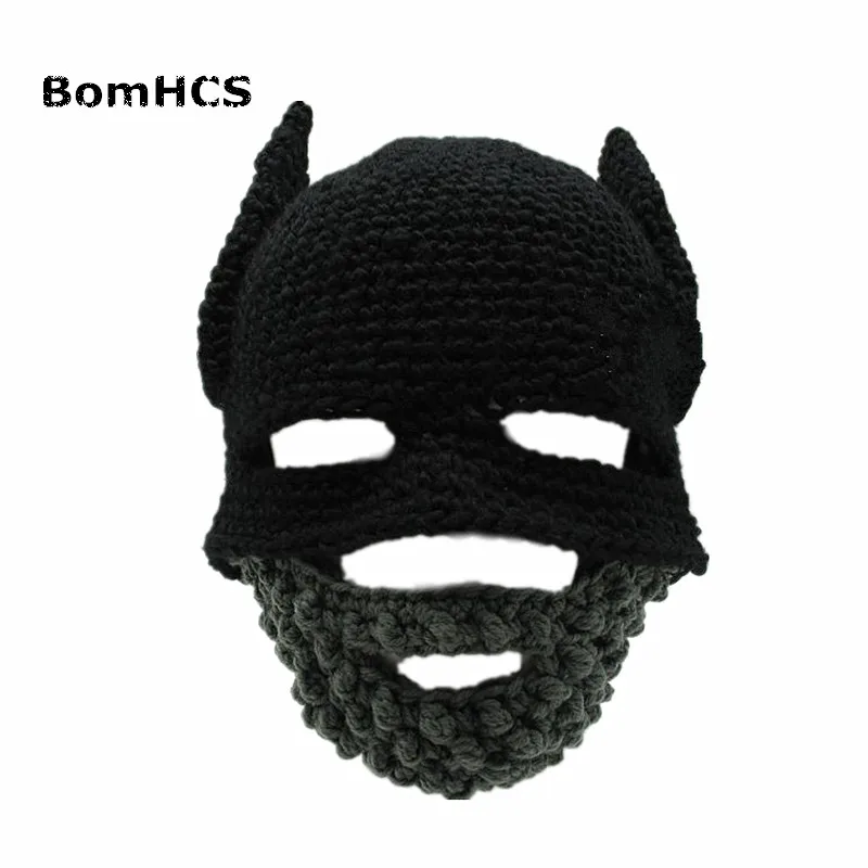 BomHCS шапка с бородой рыцарская Gorro ручной работы вязаная крючком зимняя теплая