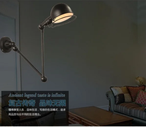 

RH loft wall lamp mechanical arm france Jielde wall lamp reminisced retractable double vintage,folding rod- With Switch