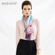 100% чистый шелк шифон длинный шарф BAOSHIDI роскошный бренд