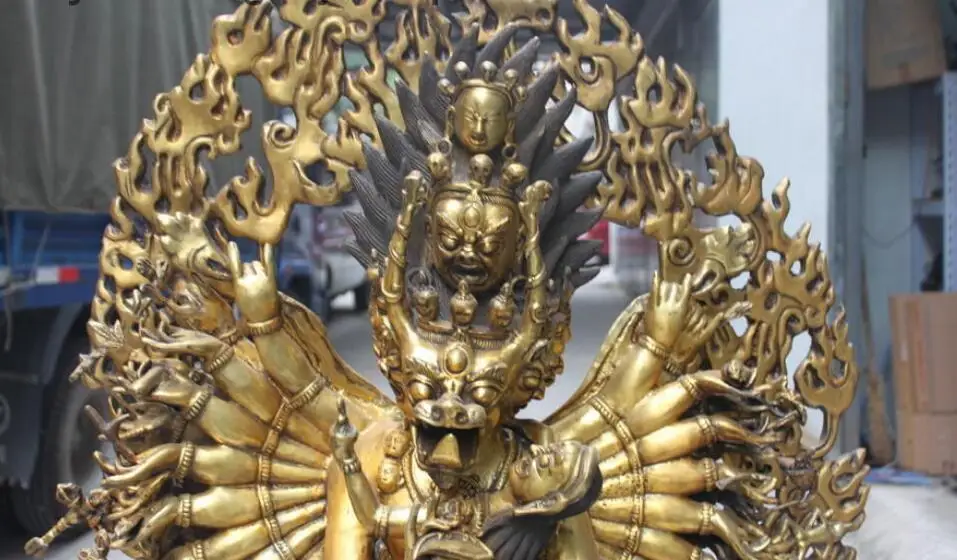 32 Tibet Folk Temple bronze copper Vajrabhairava Yamantaka Buddha Statue | Дом и сад