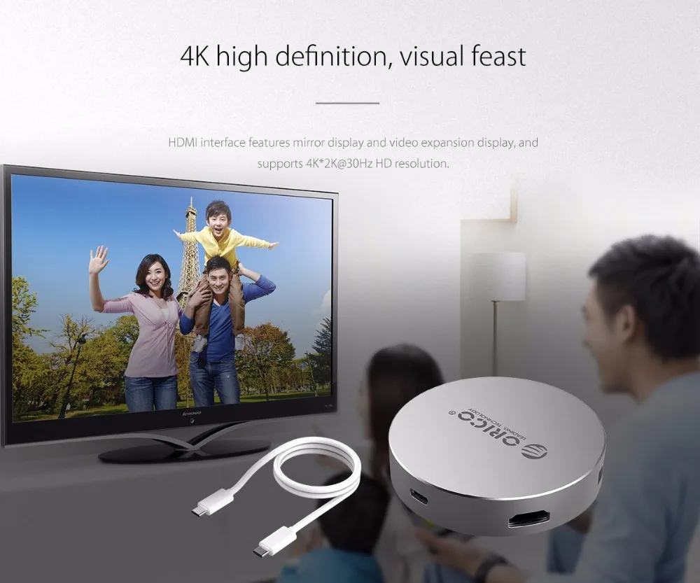 ORICO DBH2 ноутбук к вашим услугам док-станция для Тип с разъемами типа C и HDMI/Тип-C/Тип-USB3.0 концентратор для Windows XP, Mac OS и Linux-Серебристый