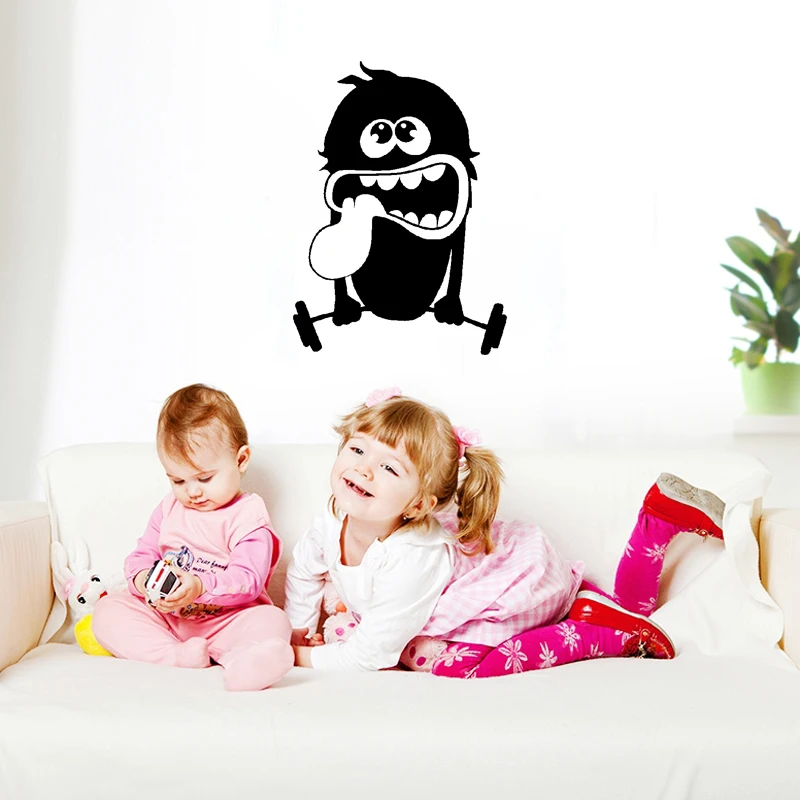 Dumbbell little monster Wall Sticker Children's room Art Applique Living bedroom Home Decoration Vinyl Wallpaper JG1755 | Дом и сад