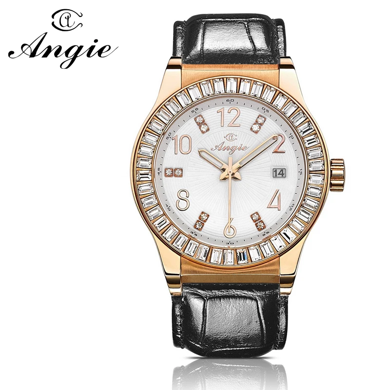 Горячие популярных ЭНДЖИ Марка Женщины Платье Часы Водонепроницаемые Кожаный