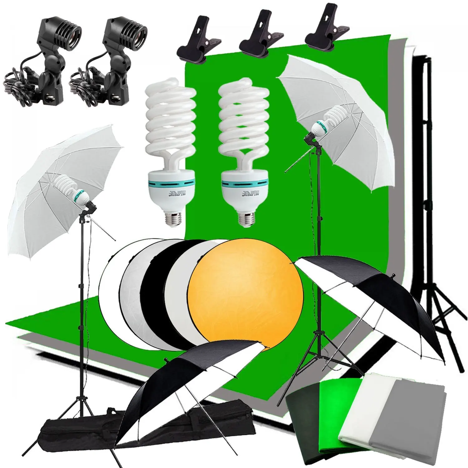 Abeststudio Photography Continuous Softbox Kit background kit 2x135W photo Bulb 2x Light Stand  60cm 5 in 1 Reflector Panel
