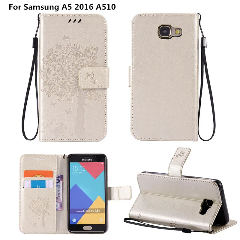 Чехол для Samsung A5 2016 A510 Роскошный кожаный бумажник с тиснением откидной Galaxy SM A510F
