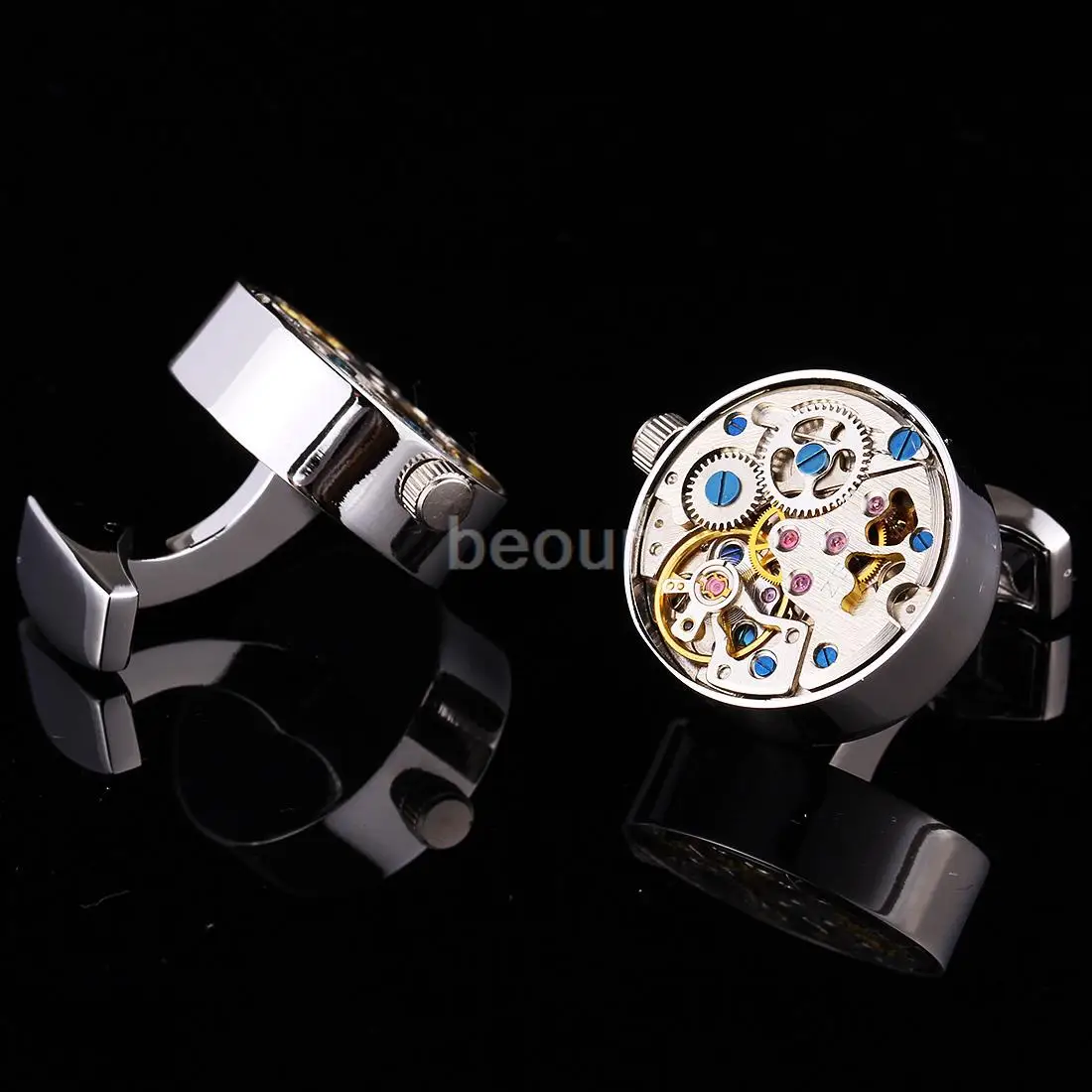 New Round Silver Cufflinks Shirt Mens Classic High Quality Cufflink Brand Watch Cuff Links 801028 | Украшения и аксессуары