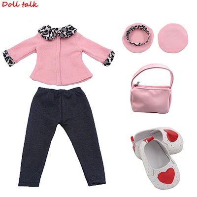 Style 14 Модные 1 комплект одежды для куклы, Топы+ штаны+ головной убор+ сумка+ обувь для 18 ''дюйма американская кукла девочка ручной работы Diy одинаковый наряд - Цвет: Style 14
