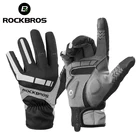Лыжные перчатки ROCKBROS для сенсорных экранов, ветрозащитные теплые зимние перчатки для мужчин и женщин, спортивные плотные противоскользящие лыжные перчатки для сноуборда