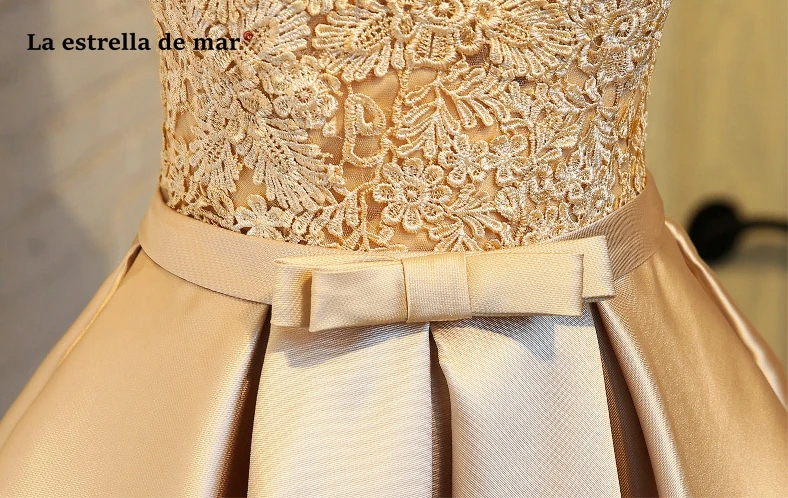 Платья для праздника de casamento2019 Новое Кружевное атласное ТРАПЕЦИЕВИДНОЕ Шампанское золотое бордовое розовое серебряное короткое платье подружки невесты свадебное