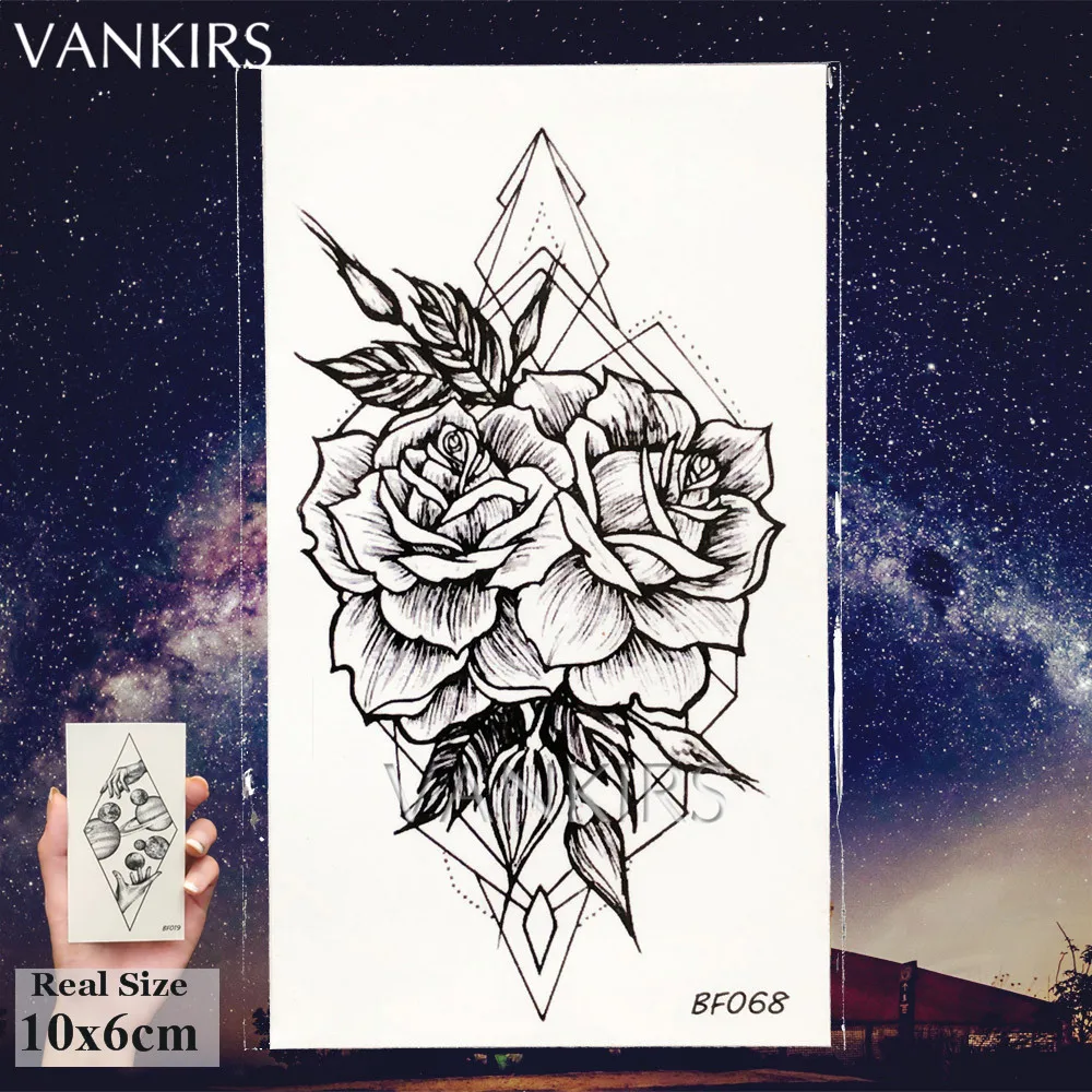 VANKIRS Хна Цветок Племенной тотем временные татуировки наклейки для женщин девушек