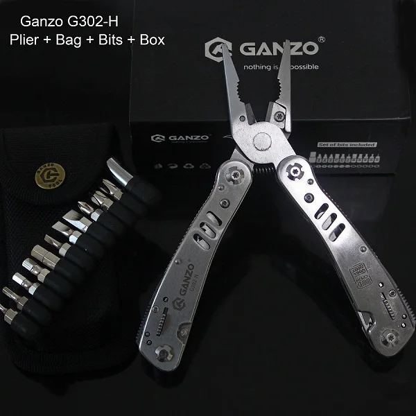 Нож многофункциональный Ganzo G302B, плоскогубцы, для повседневного использования, инструменты Ganzo, складные плоскогубцы, многофункциональные плоскогубцы для рыбалки, 26 в 1, многофункциональный вольфрамовый резак - Цвет: GANZO 302H