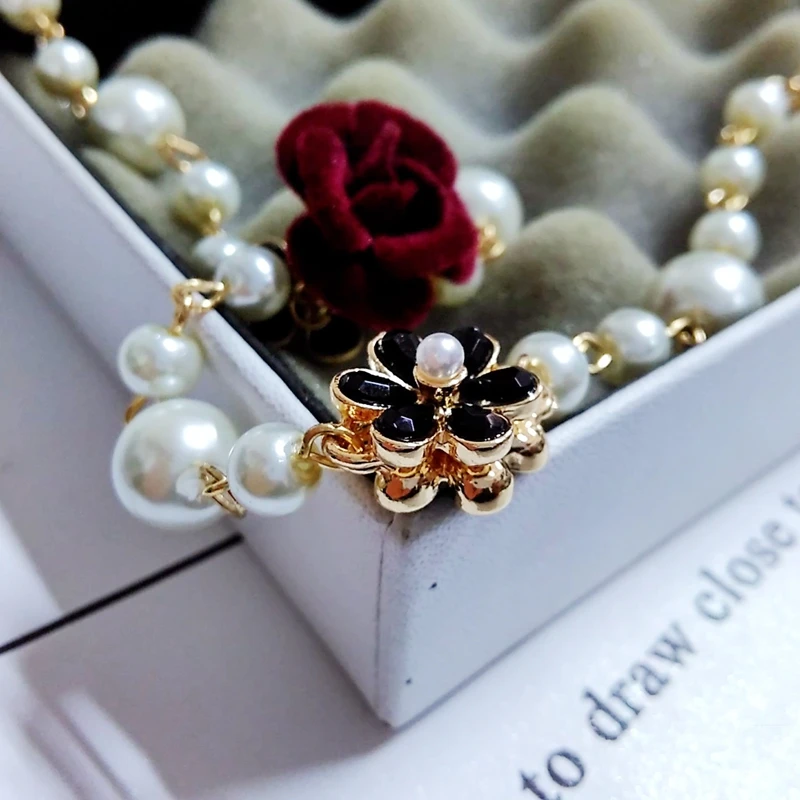 Women Small Fragrant Long Sweater Chain pearl Necklace&amppendant golden Luxury flower Pendant Necklace for women | Украшения и