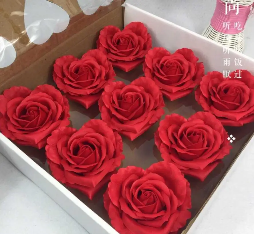 

9pcs Artificial Heart Rose Flower Soap For Wedding Party Birthday Valentine's Day Souvenirs Gifts Favor Home Decoration