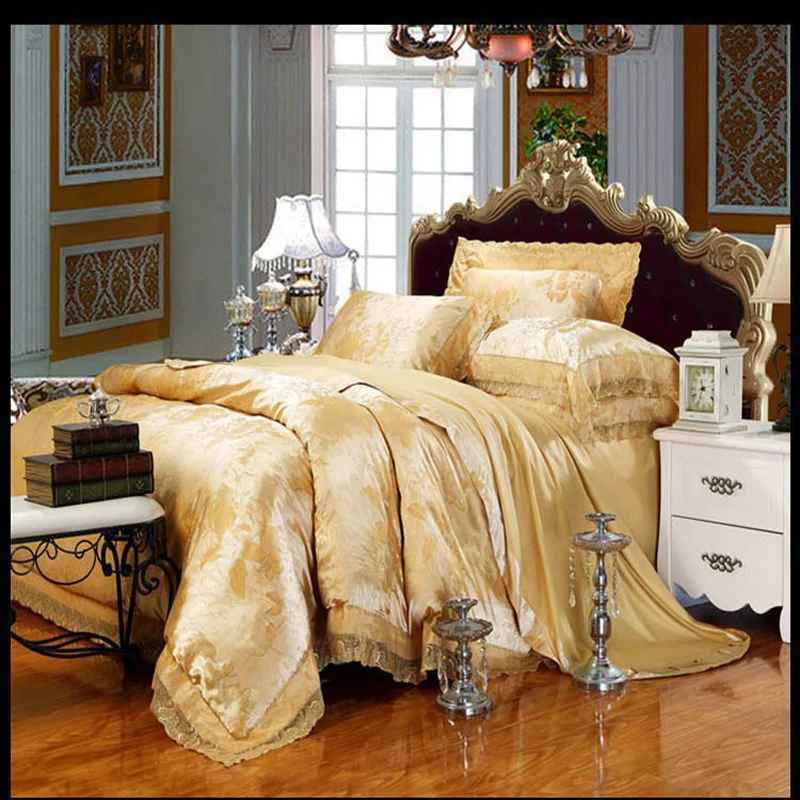 Luxury Lace Bedding Sets Modal Tencel Bed Sheet Satin Jacquard Duvet Cover Linen King/Queen Size Coverlet | Дом и сад