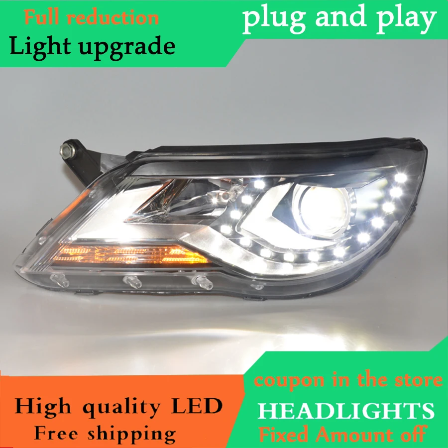 Автомобильный Стайлинг для VW Tiguan фары 2009-2013 светодиодные DRL Bi Xenon линзы дальнего