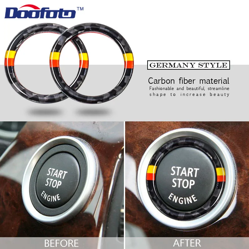 Doofoto For BMW E87 E90 E92 E93 1 3 5 Series Car Engine Start Stop Ring Carbon Fiber M Sport Accessories Button | Автомобили и