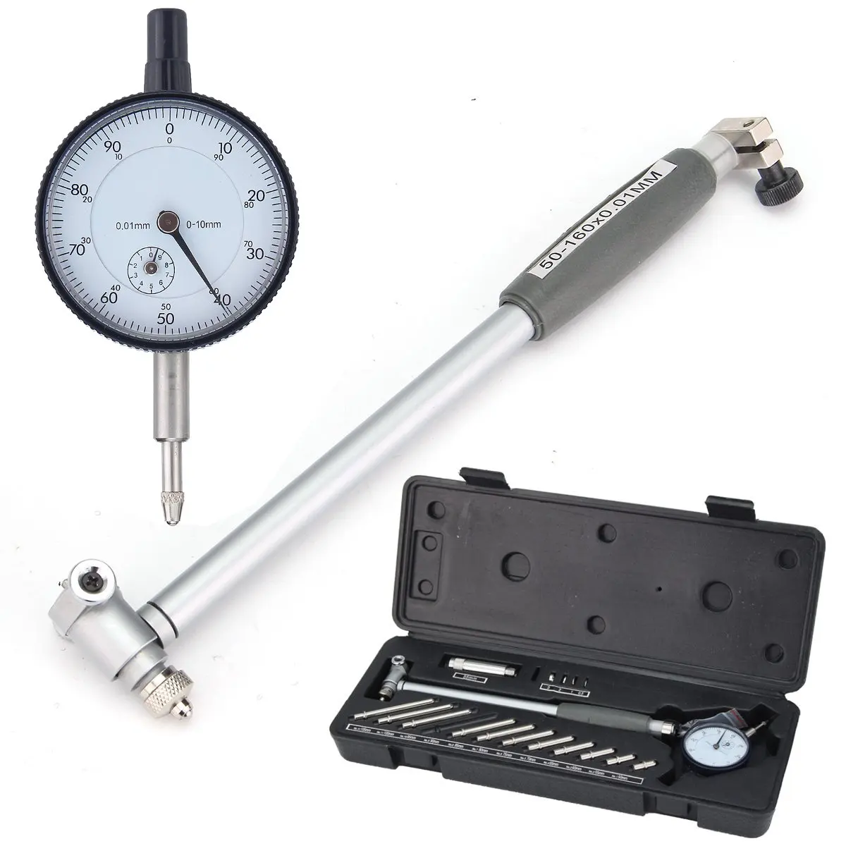 

50-160mm 0.01mm Dial Bore Gauge with Box Center Ring Dial Indicator Cylinder Micrometer Gauges Metric Measuring Tools