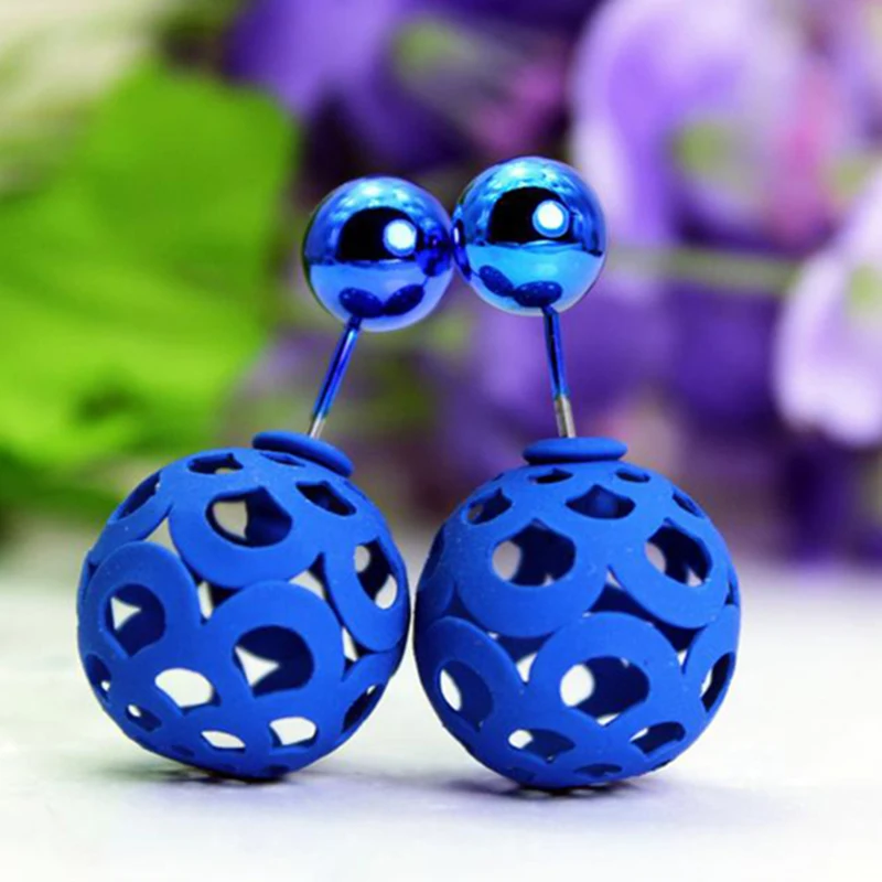 Серьги с искусственным жемчугом уникального дизайна двойные полые шарики серьги