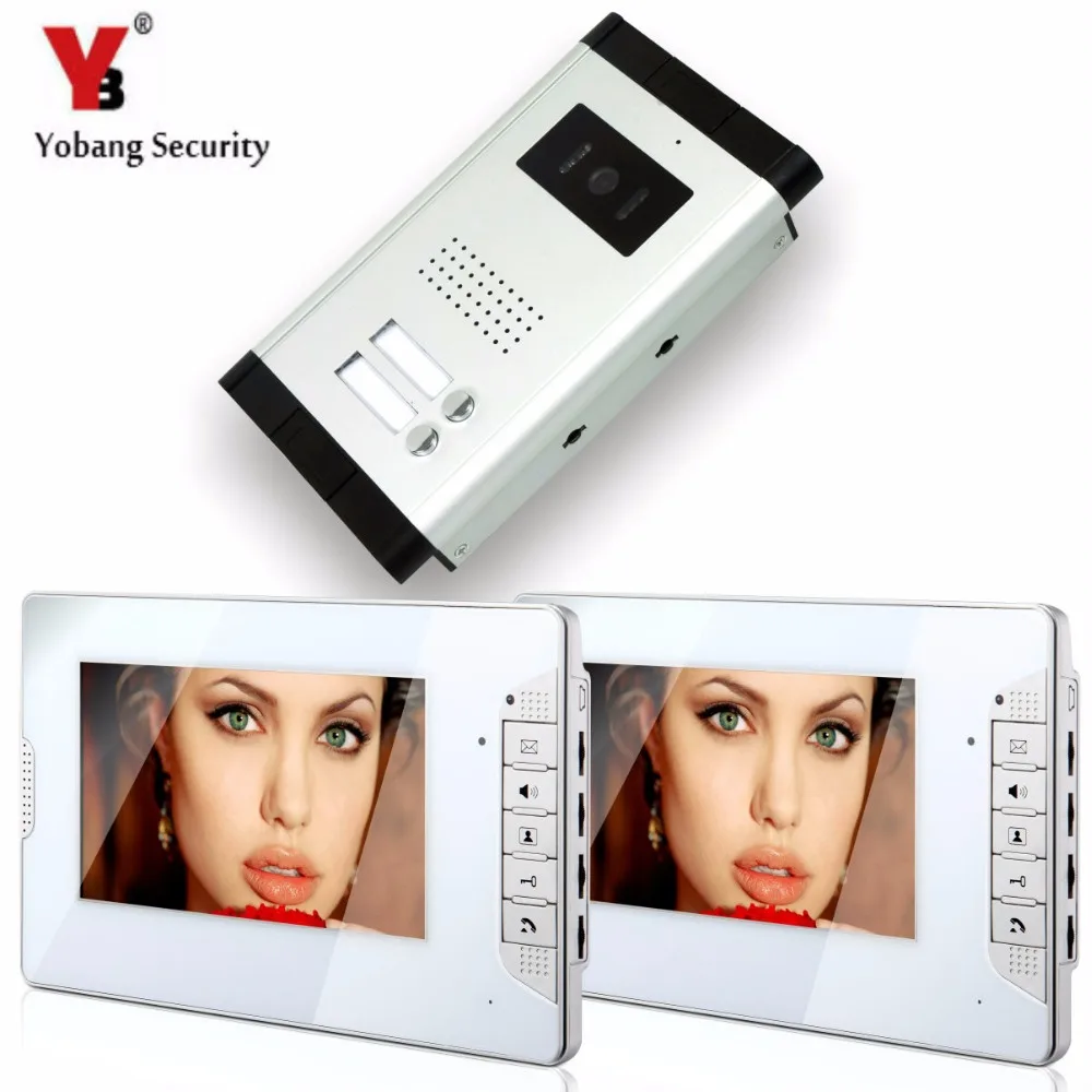

Yobang Security 2 Units Buttons 7" Screen Video Door Phone Intercom Video Door Entry System IR Outdoor Camera For Private Home