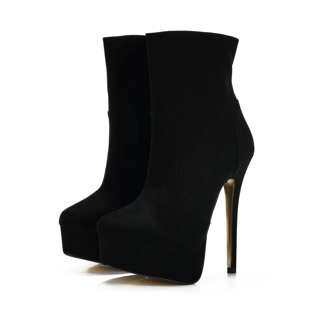 Женские ботинки: 40-48 2017 сапоги до середины икры 16 см тонкие каблуки натуральная