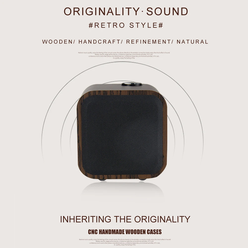 Смалоди HiFi деревянная Bluetooth колонка с сабвуфером, беспроводная портативная миниатюрная колонка для открытого пространства со встроенным FM-приемником 10 Вт.