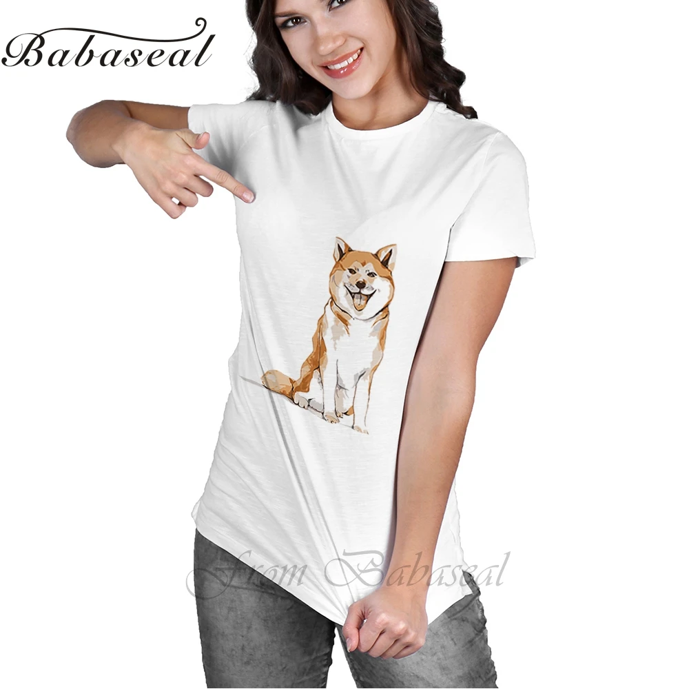 Babaseal модный принт Винтаж собака породы Акита футболка в Корейском стиле с
