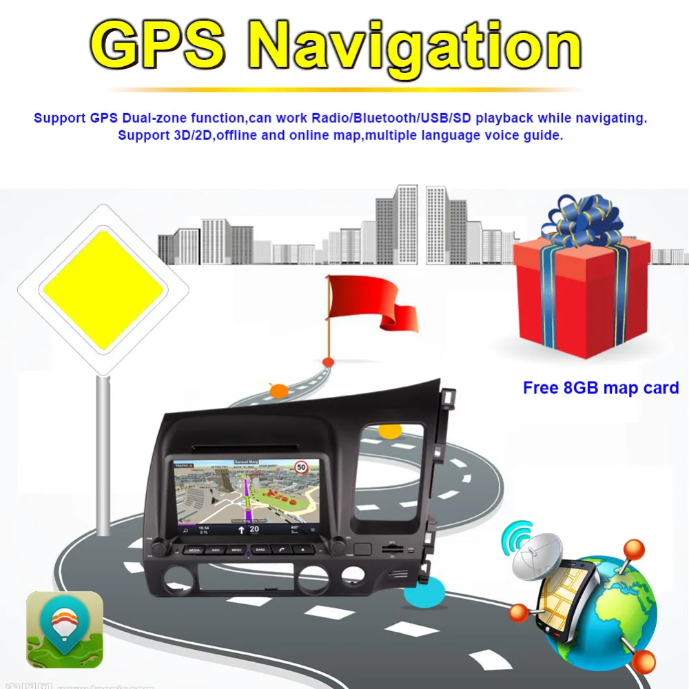 Автомобильный мультимедийный плеер 4 Гб ОЗУ Android 8 0 Восьмиядерный GPS-навигация для