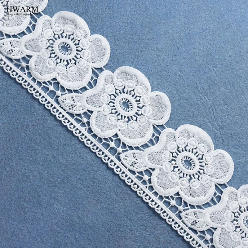 

5yard 8.5cm white african lace fabric ribbon wedding decoration cloth accessories DIY New milk silk embroidery watersoluble lace
