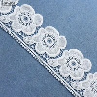 5yard 8 5cm white african lace fabric ribbon wedding decoration cloth accessories diy new milk silk embroidery watersoluble lace