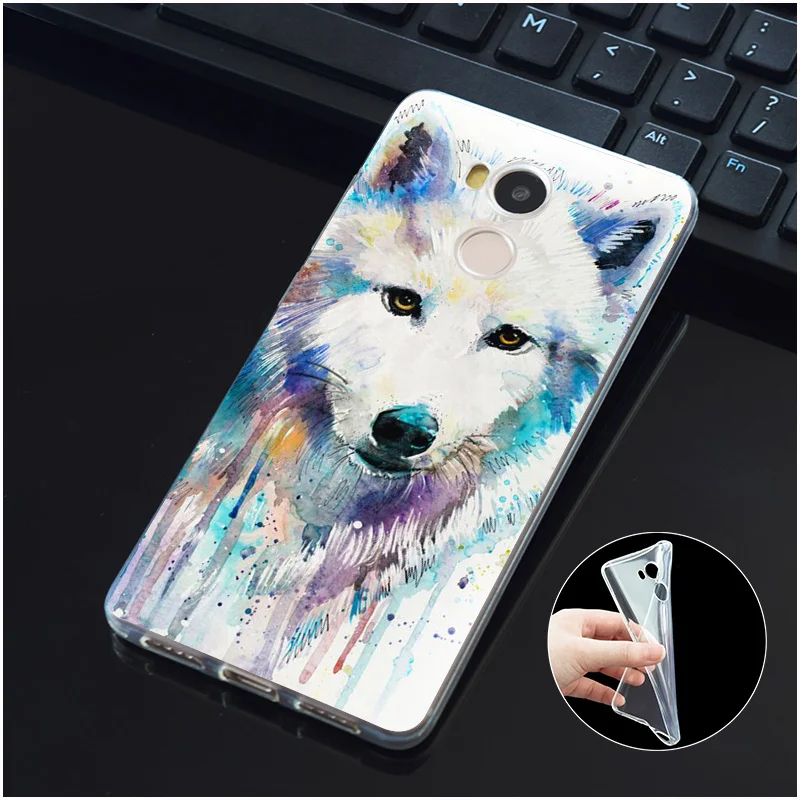 DREAMFOX L611 Мягкий силиконовый чехол из ТПУ с изображением волка и льва для Xiaomi Redmi Note