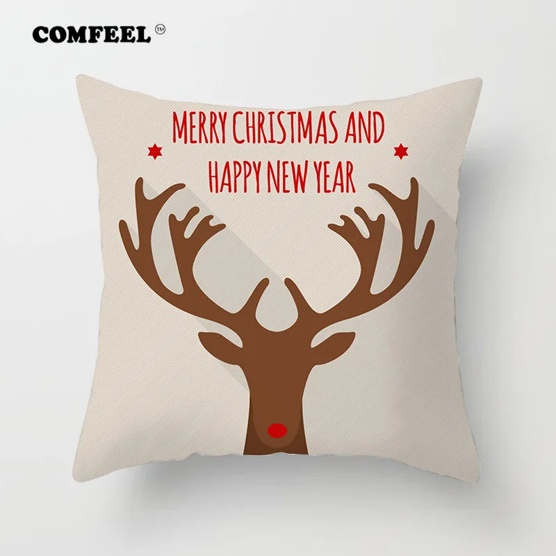COMFEEL Лось шаблон домой декоративные Merry Рождественская Подушка вельветовый чехол