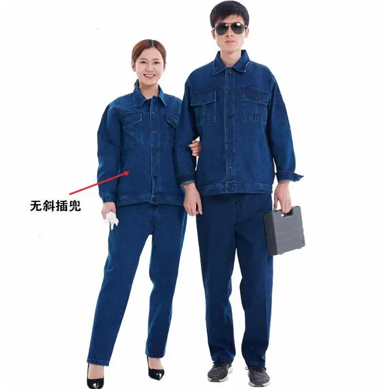 

Men Women Work Clothing Sets Long Sleeve Jackets and Pants Workwear Suits Factory Workers Car Repair Overalls Welding Protective